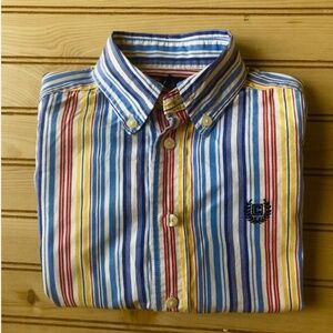 Chaps 1978 Toddler Long Sleeve Preppy Striped Button Up Dress Shirt Boys 4/4T.